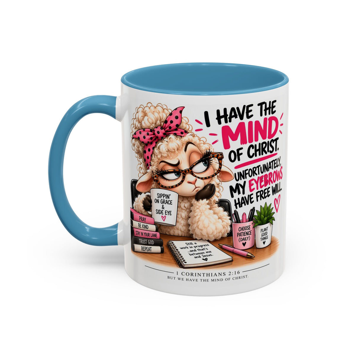 Christian Coffee Mug – "I Have the Mind of Christ" Funny Sheep Design (11/15 oz)