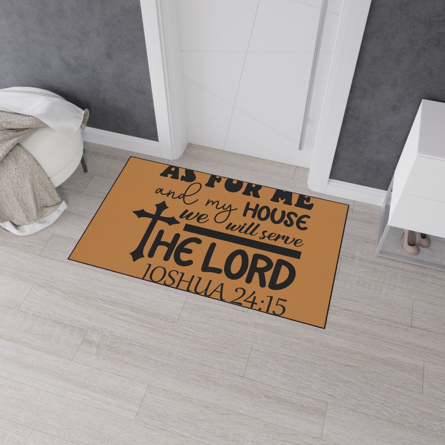 Christian Heavy Duty Floor Mat, We Will Serve Decor, Religious Entryway Rug, Scripture Welcome Mat, Inspirational