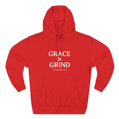 Grace > Grind Unisex Christian Hooded Sweatshirt - Inspirational Fleece Pullover Hoodie for Motivation, Perfect for Gifts, Casual Wear, Fitness, Spirituality - ClaimedbyGodDesigns