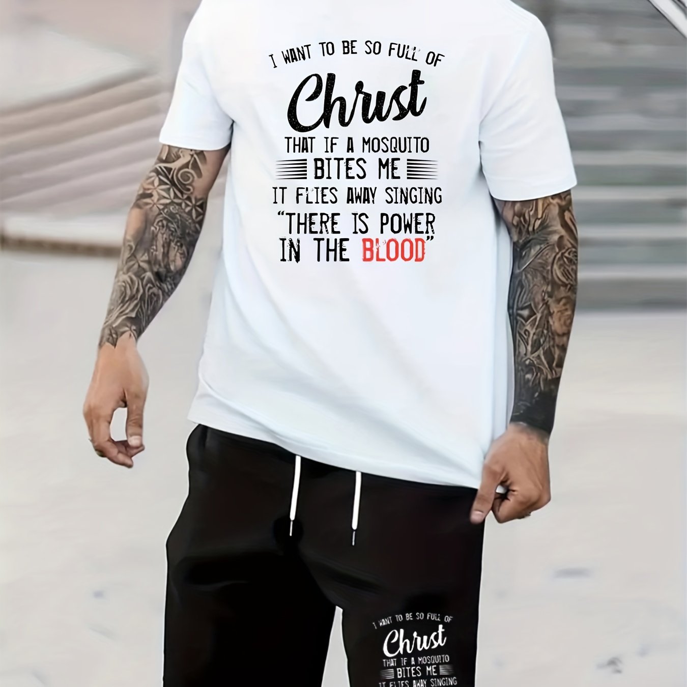 I Want To Be So Full Of Christ That If A Mosquito Bites Me Funny Men's Christian Casual Outfit claimedbygoddesigns