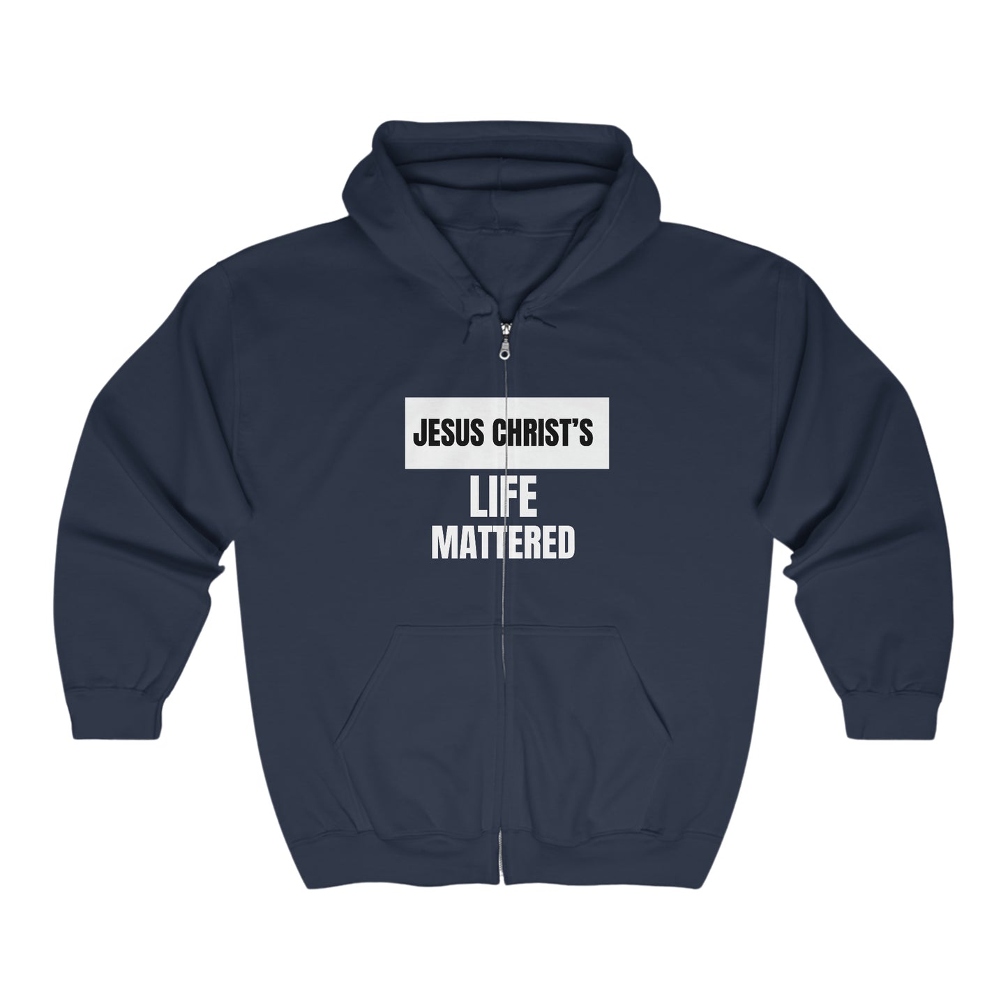 Jesus Christ's Life Mattered Christian Unisex Heavy Blend Full Zip Hooded Sweatshirt Printify