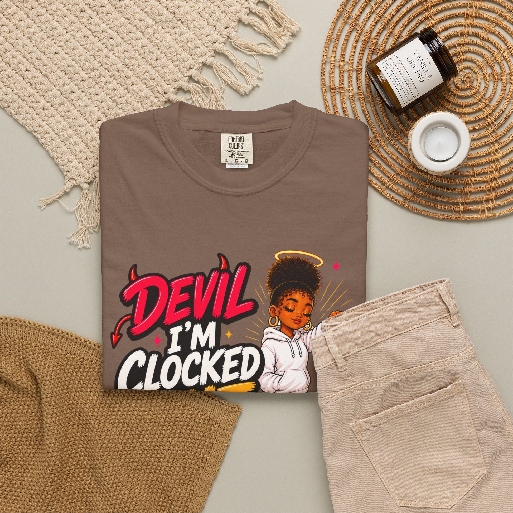 T-Shirt — "Devil I'm Clocked Out for Drama" Graphic Tee - ClaimedbyGodDesigns