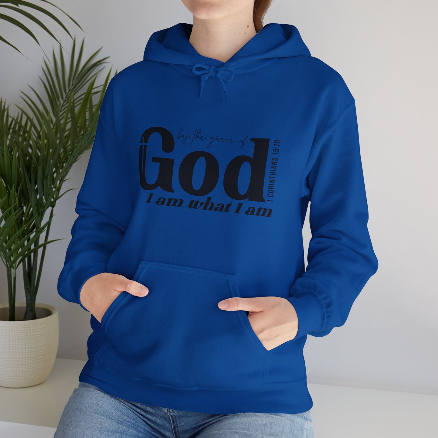 1 Corinthians 15:10 By The Grace Of God I Am What I Am Unisex Christian Pullover Hooded Sweatshirt