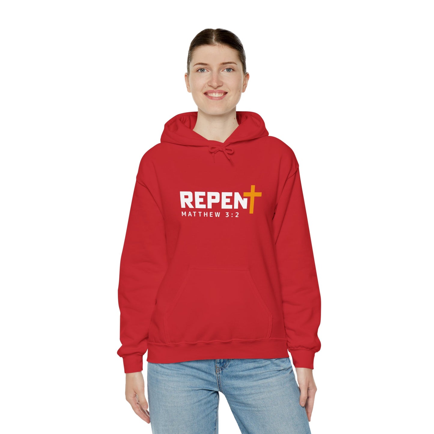 Repent (2) Christian Unisex Hooded Pullover Sweatshirt