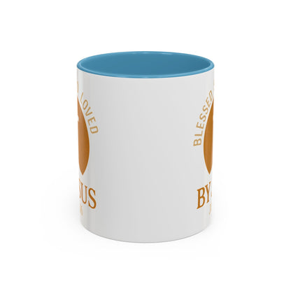Inspirational Accent Coffee Mug - Blessed, Saved, Loved by Him | John 3:16