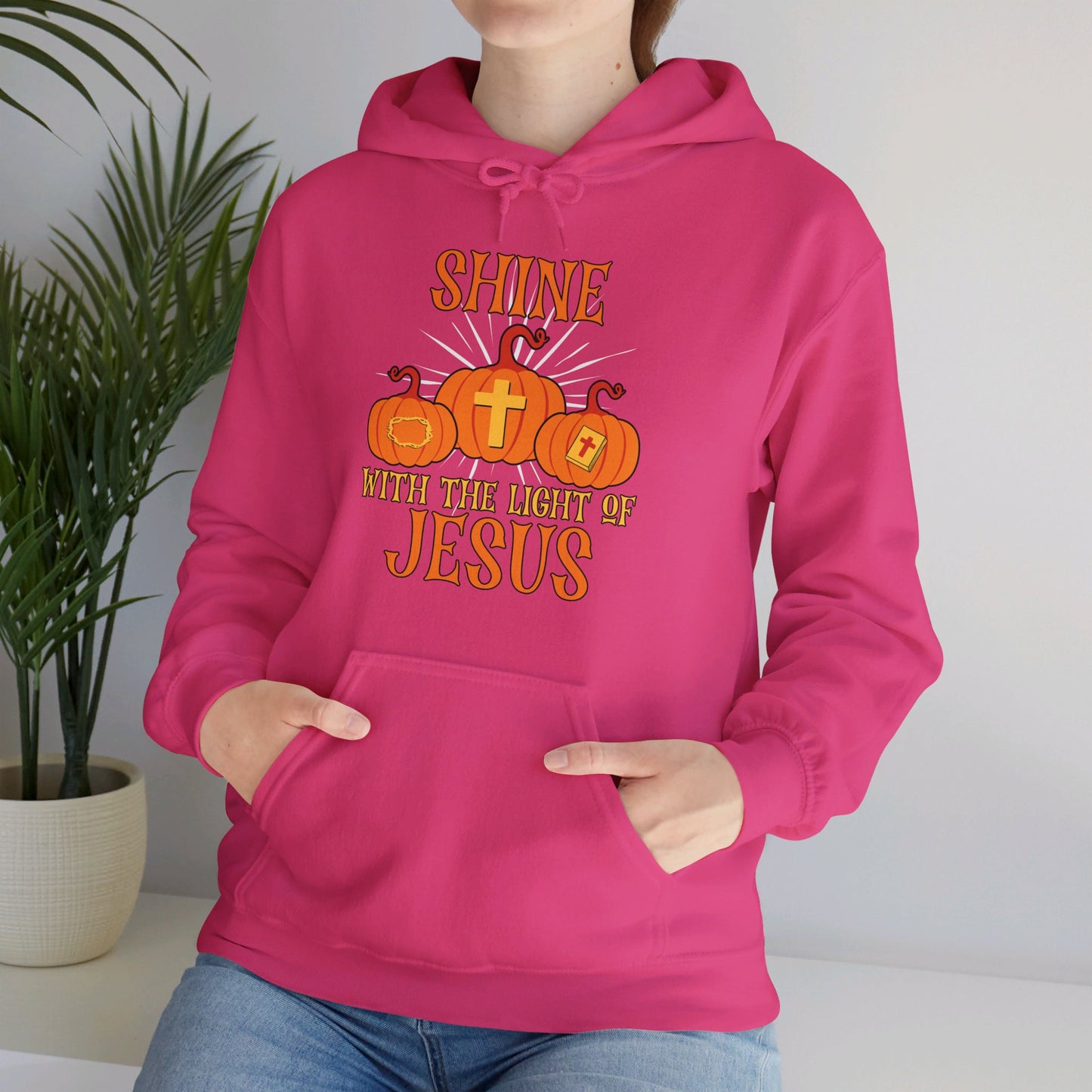 Shine With The Light Of Jesus Halloween Unisex Christian Pullover Hooded Sweatshirt