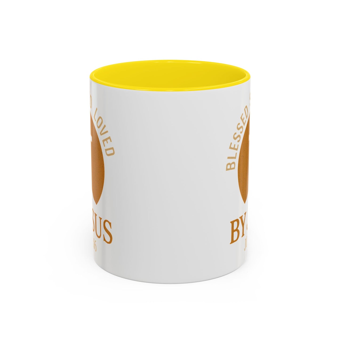 Inspirational Accent Coffee Mug - Blessed, Saved, Loved by Him | John 3:16