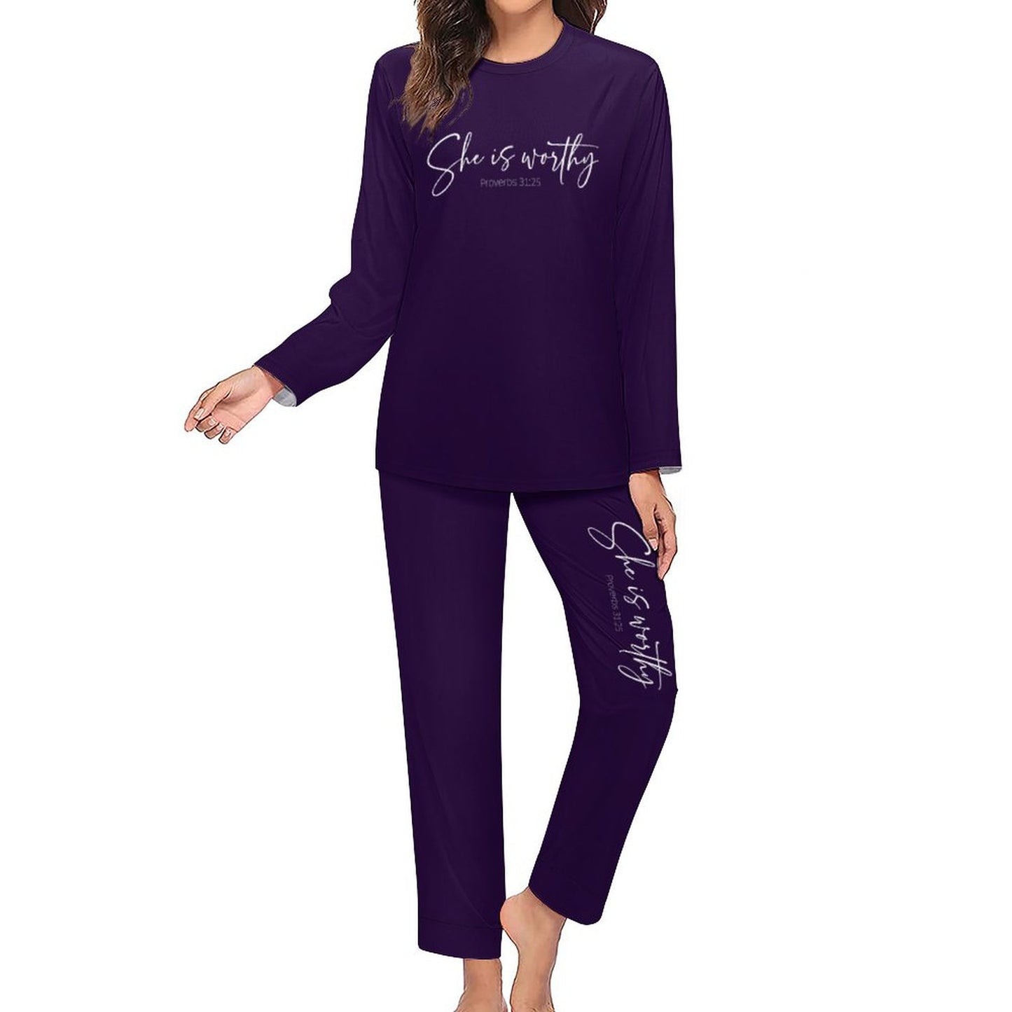 She Is Worthy Women's Christian Pajamas - ClaimedbyGodDesigns