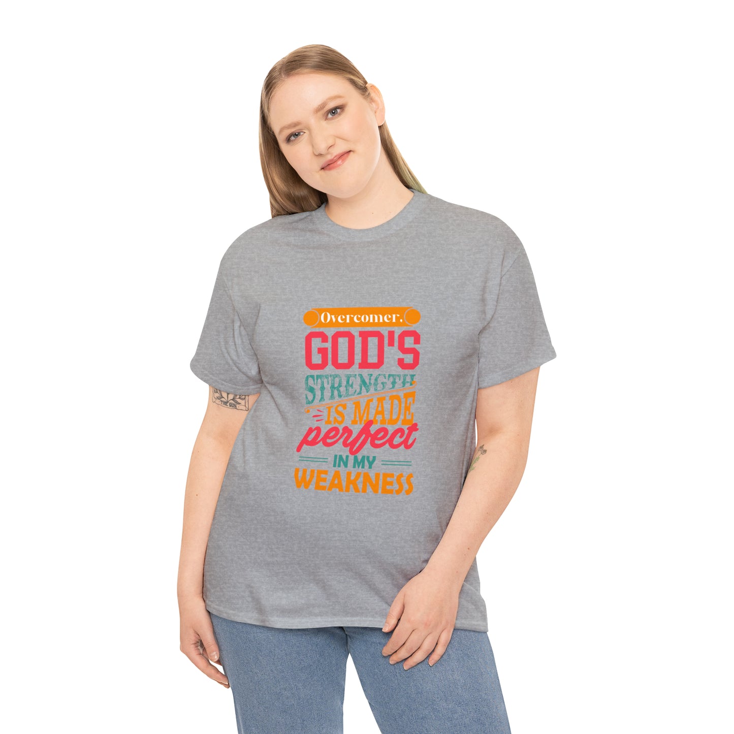 Overcomer God's Strength Is Made Perfect In My Weakness Unisex Heavy Cotton Tee