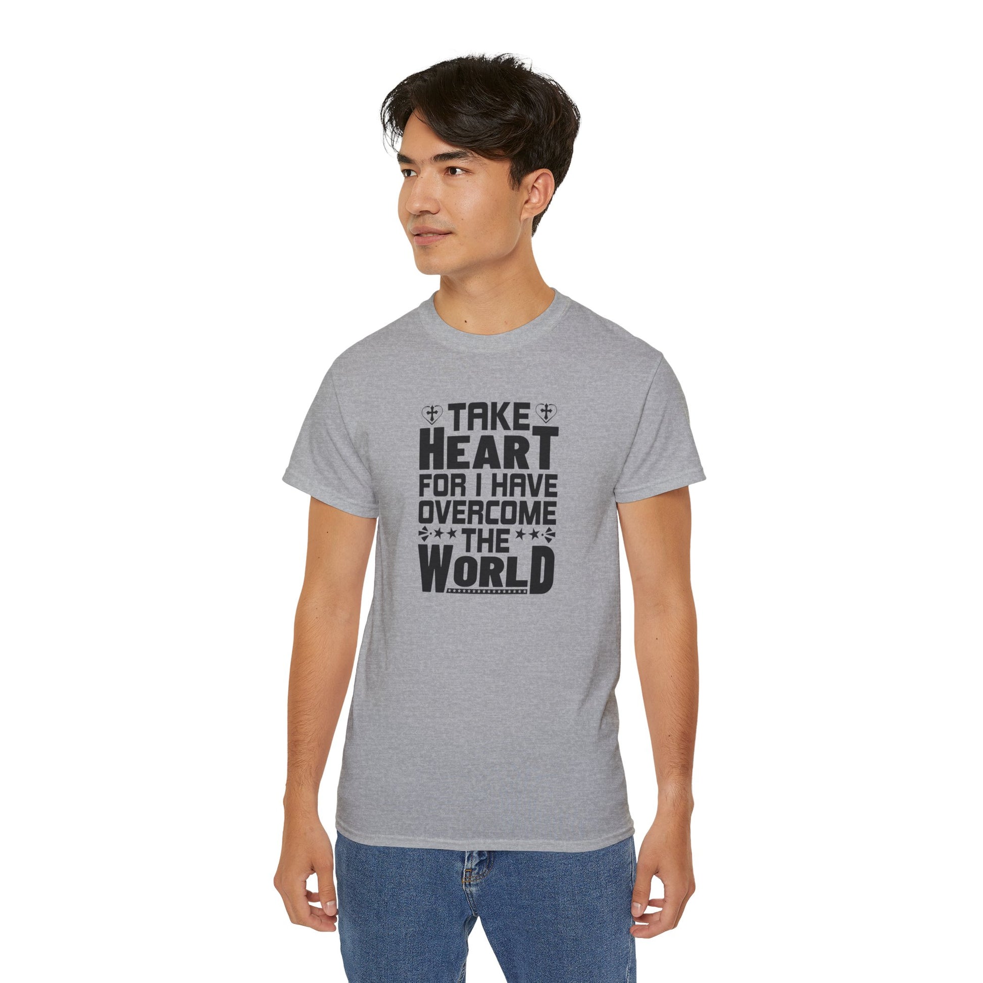 Take Heart For I Have Overcome The World Unisex Christian Ultra Cotton Tee Printify