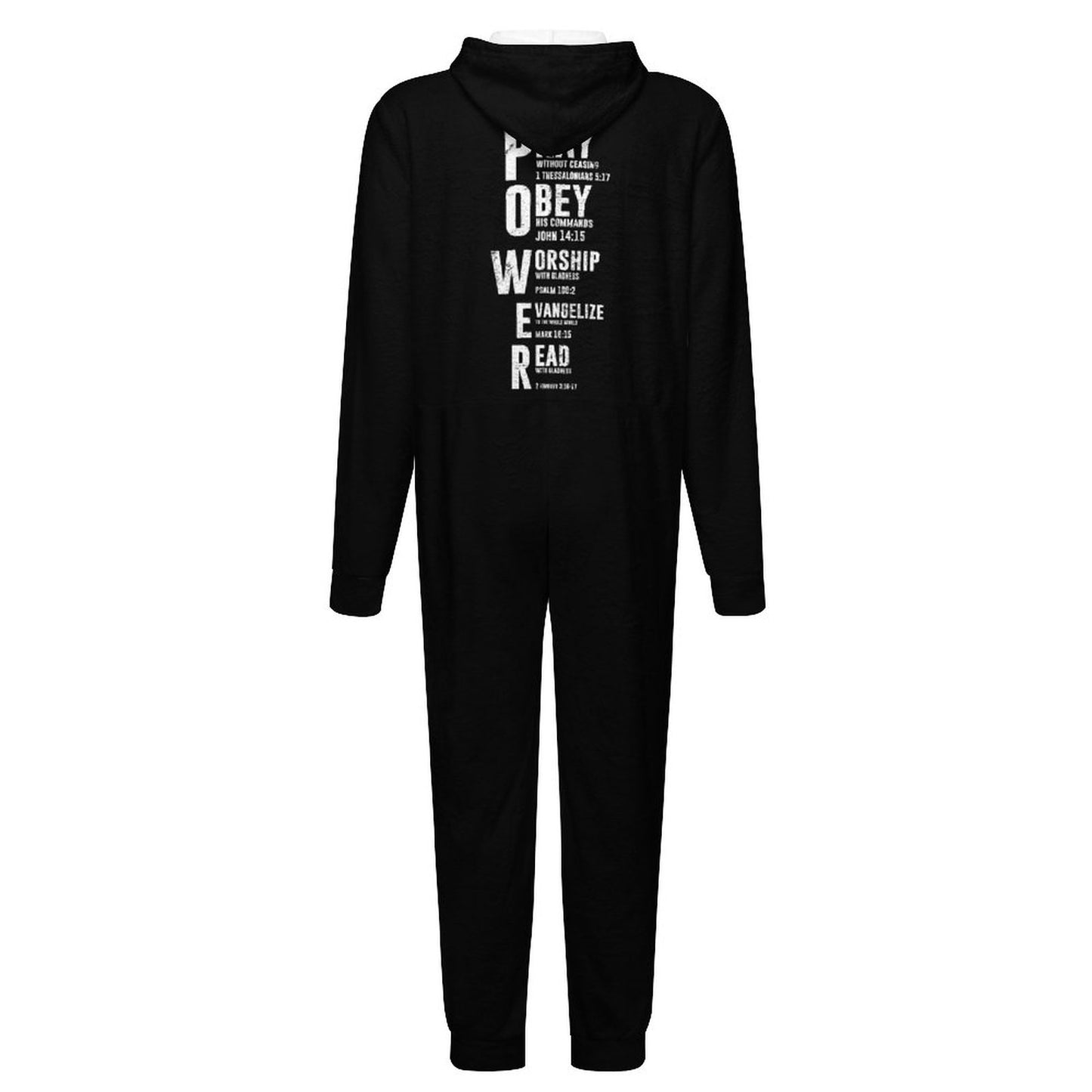 Christian Power Men's Christian Flannel Zip up Jumpsuit Pajamas