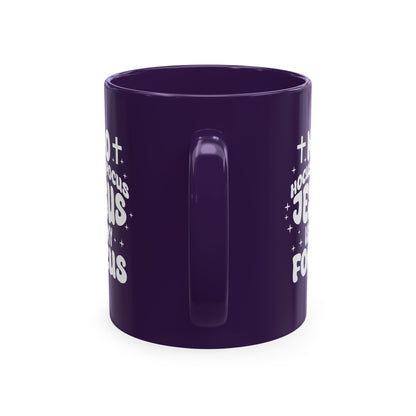 Halloween Mug - "No Hocus Pocus, Jesus Is My Focus" Christian Ceramic Coffee Cup