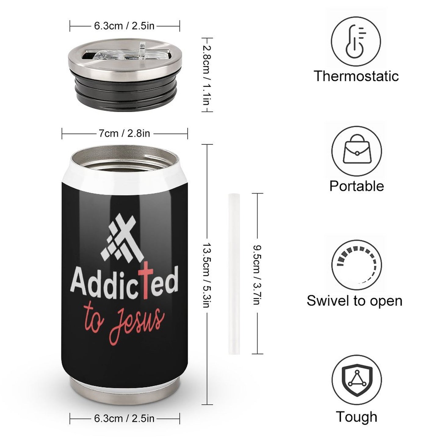 Addicted To Jesus Unique Christian Stainless Steel Tumbler with Straw SALE-Personal Design