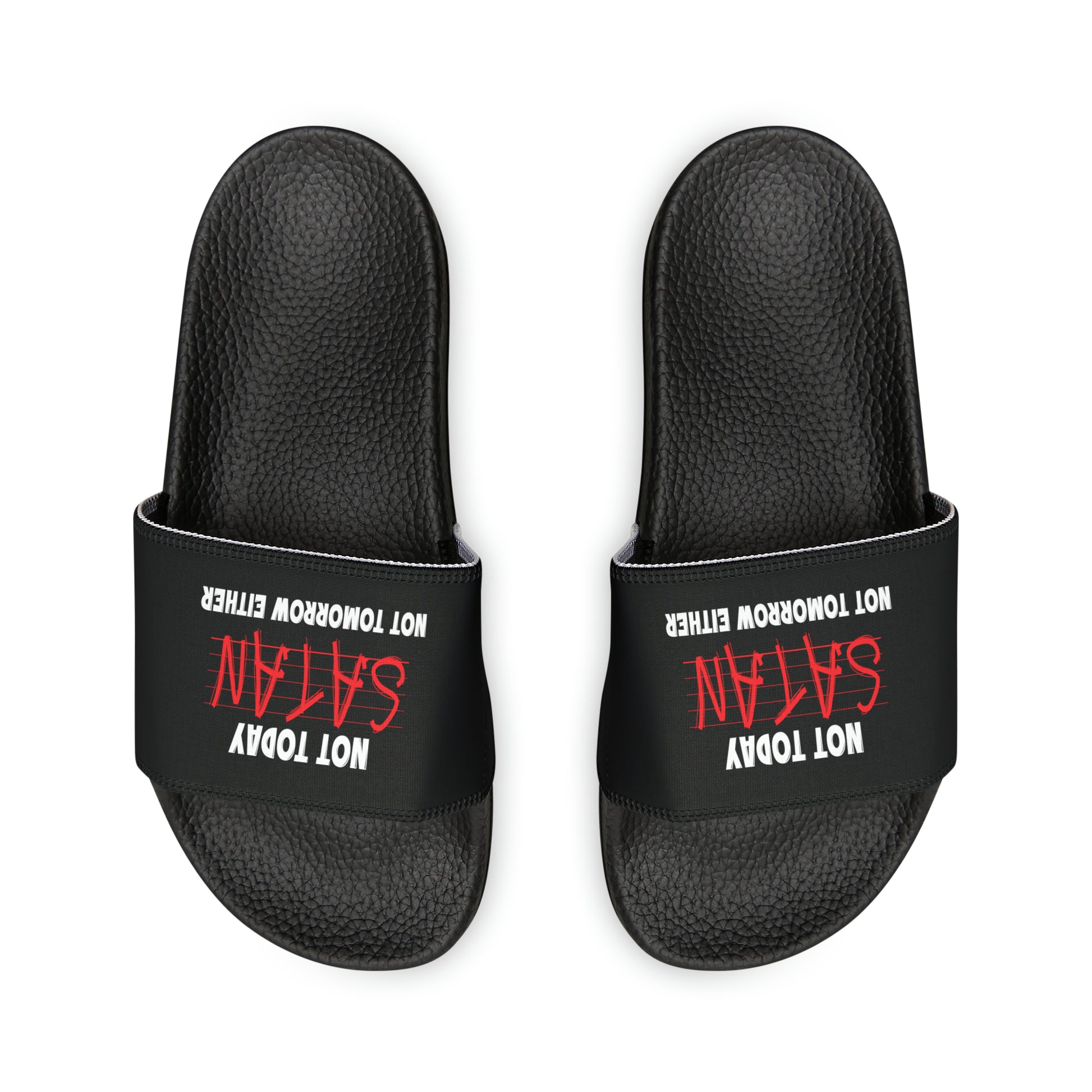 Not Today Satan Not Tomorrow Either Women's PU Christian Slide Sandals Printify