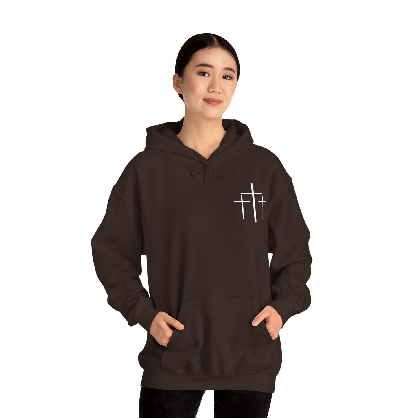 Faith Over Fear 3 Crosses  Unisex Christian Hooded Pullover Sweatshirt