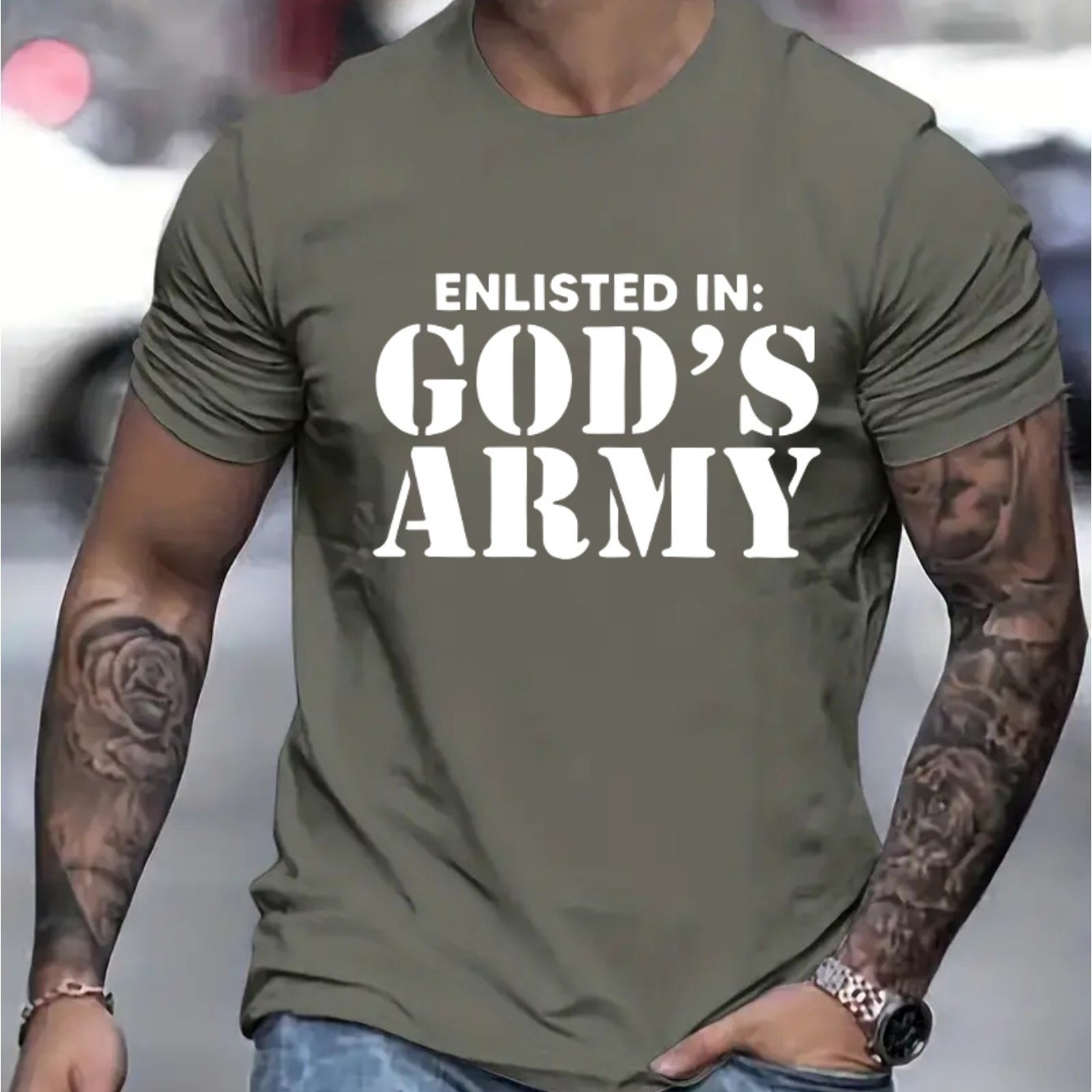 Enlisted In GOD'S ARMY Men's Christian T-shirt claimedbygoddesigns