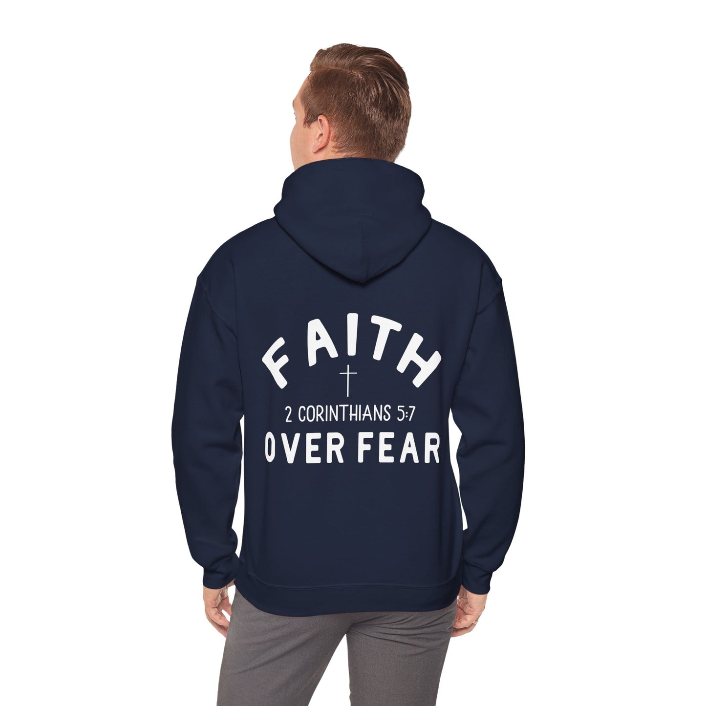 Faith Over Fear 3 Crosses  Unisex Christian Hooded Pullover Sweatshirt