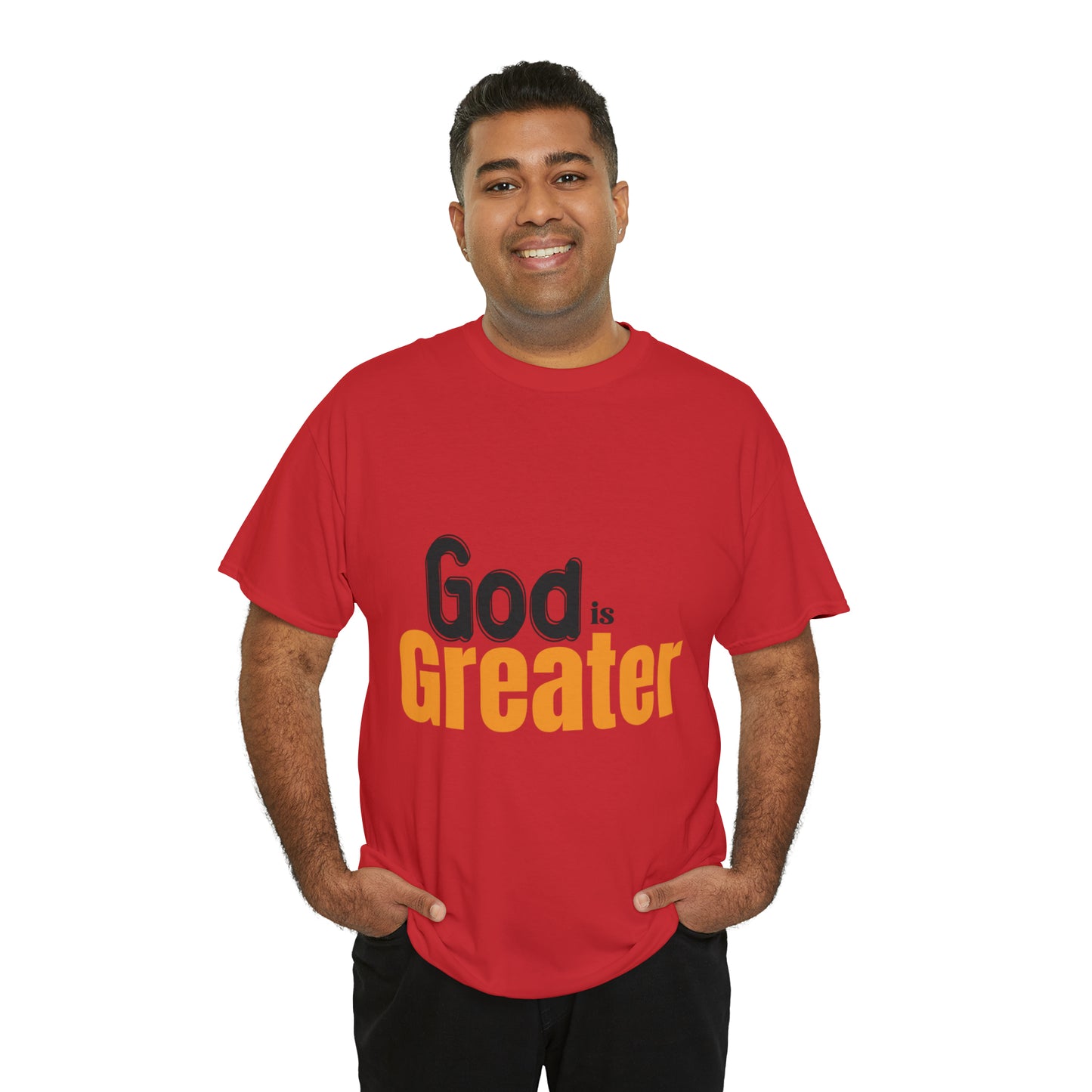 God Is Greater Unisex Heavy Cotton Tee Printify