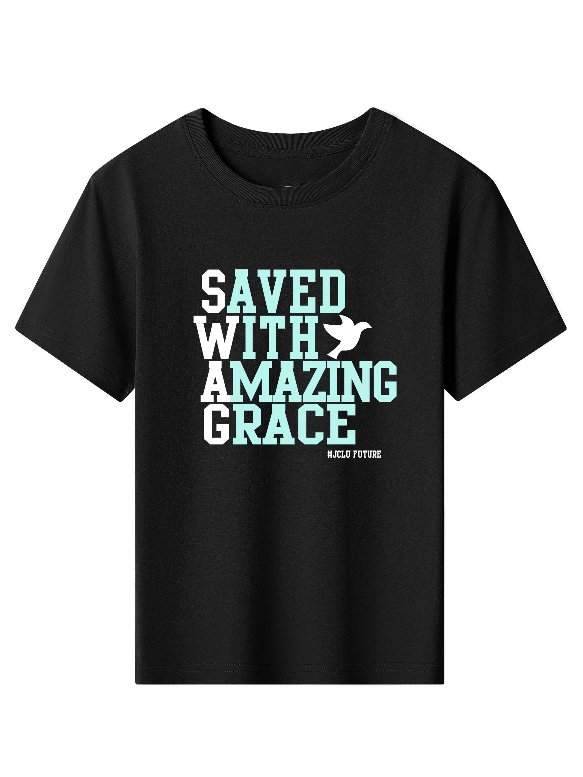 SAVED WITH AMAZING GRACE  Youth Christian T-shirt claimedbygoddesigns