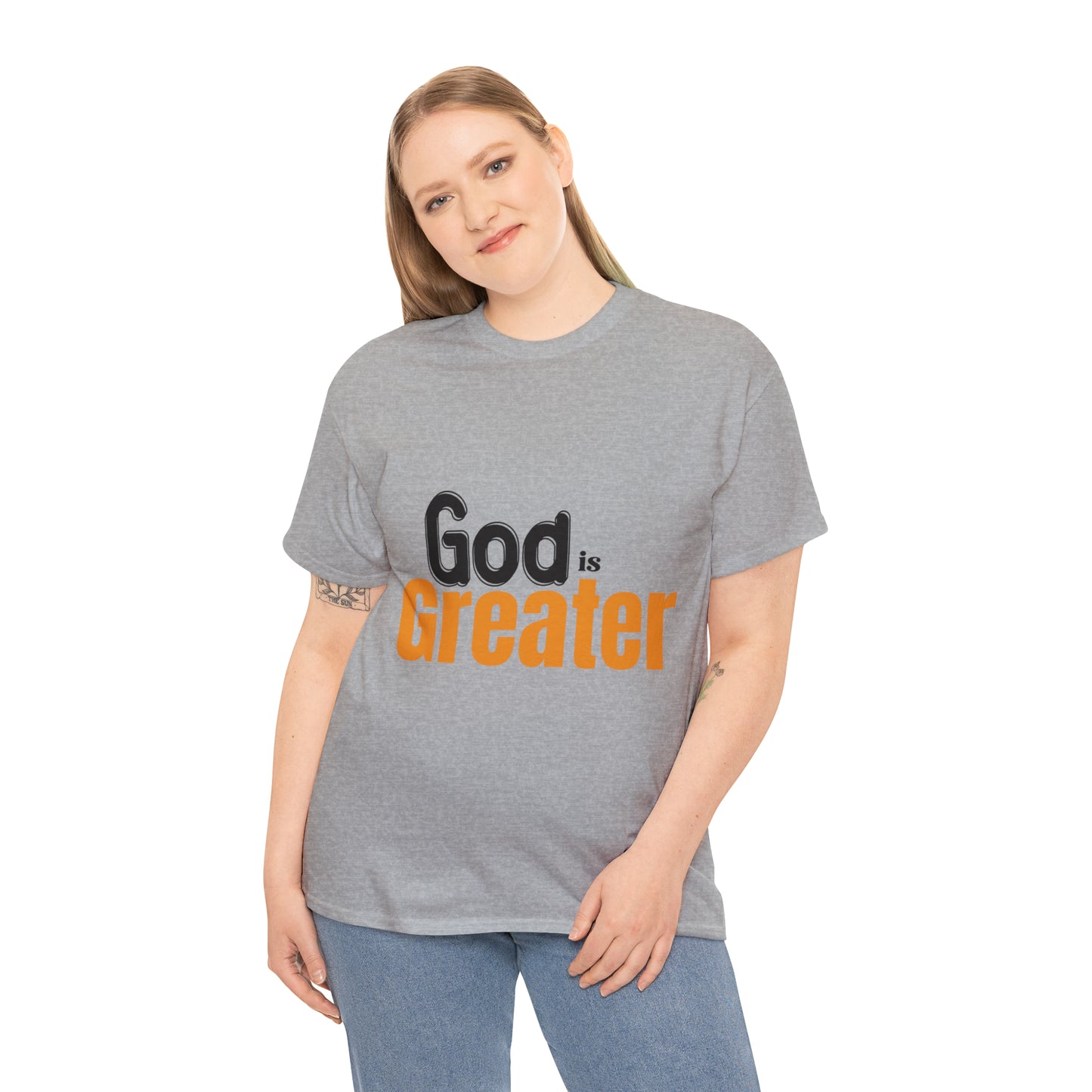 God Is Greater Unisex Heavy Cotton Tee Printify