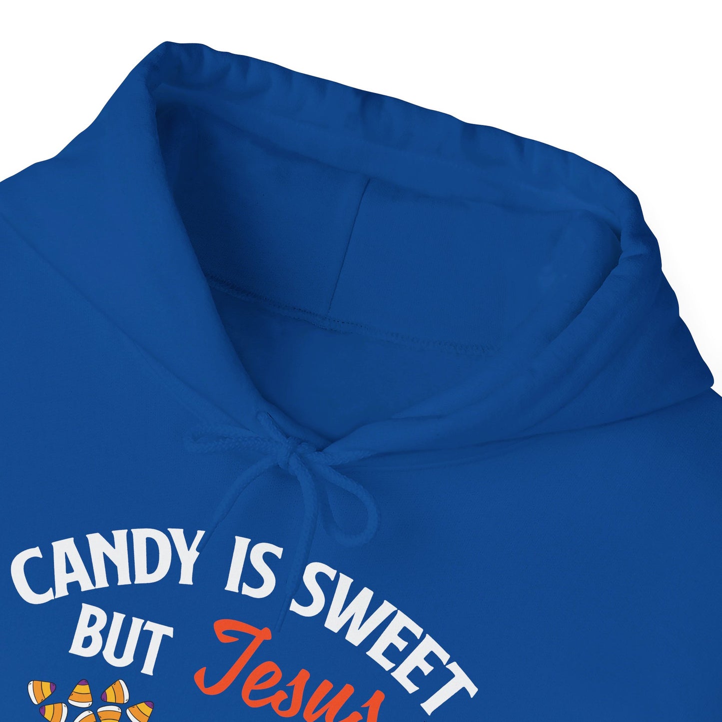 Candy Is Sweet Jesus Is Sweeter Halloween Unisex Christian Pullover Hooded Sweatshirt