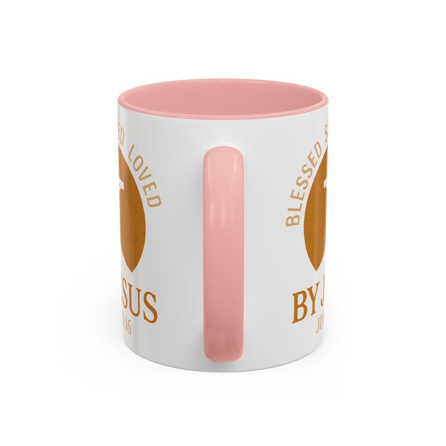 Inspirational Accent Coffee Mug - Blessed, Saved, Loved by Him | John 3:16