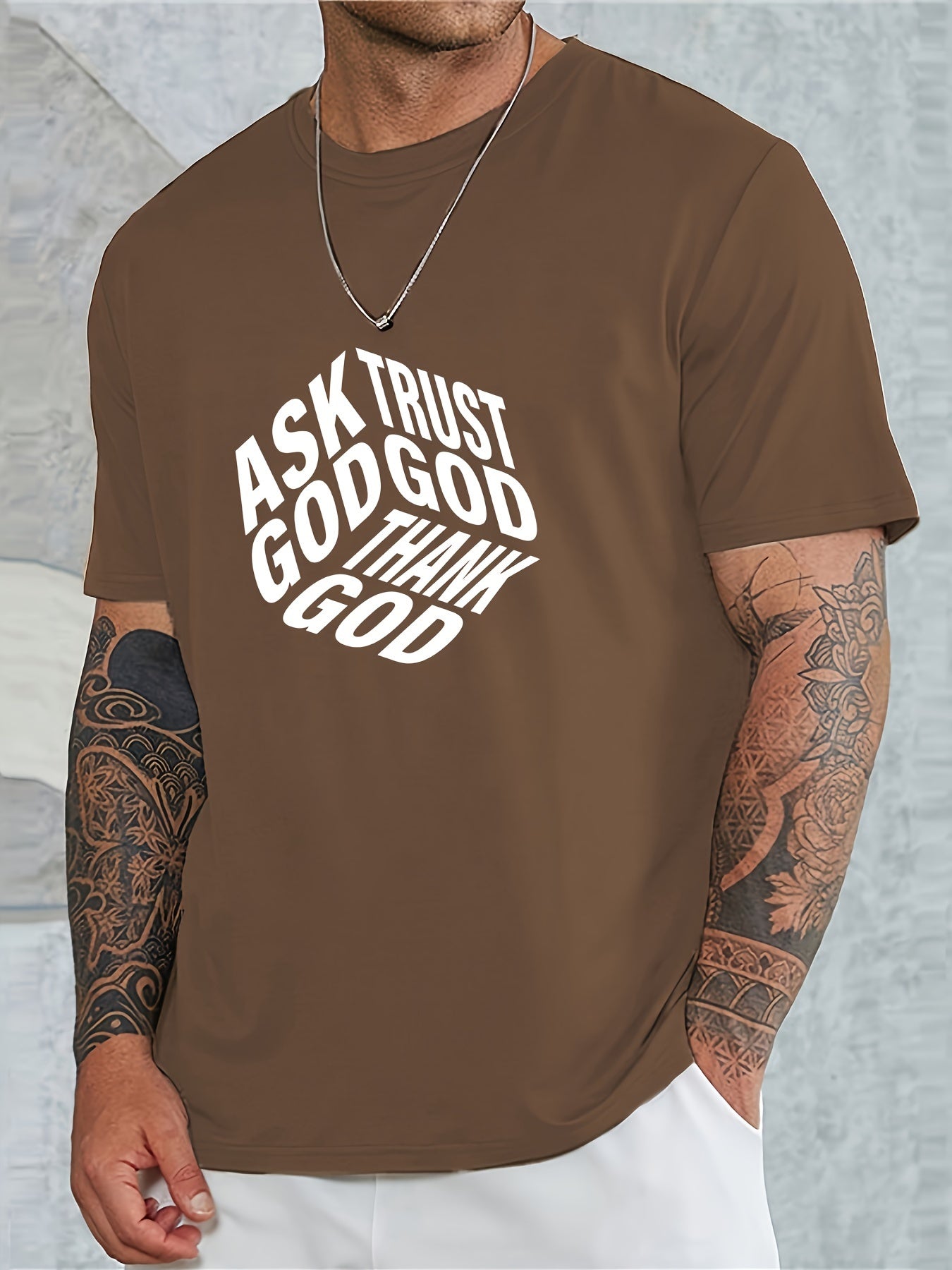 Ask Trust Thank God Men's Christian T-shirt claimedbygoddesigns