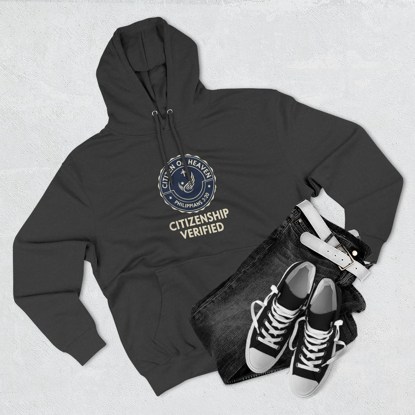 Citizenship Verified Fleece Hoodie, Cozy Sweatshirt for All Ages, Great Gift for Holidays, Casual Wear, Unique Statement Piece - ClaimedbyGodDesigns