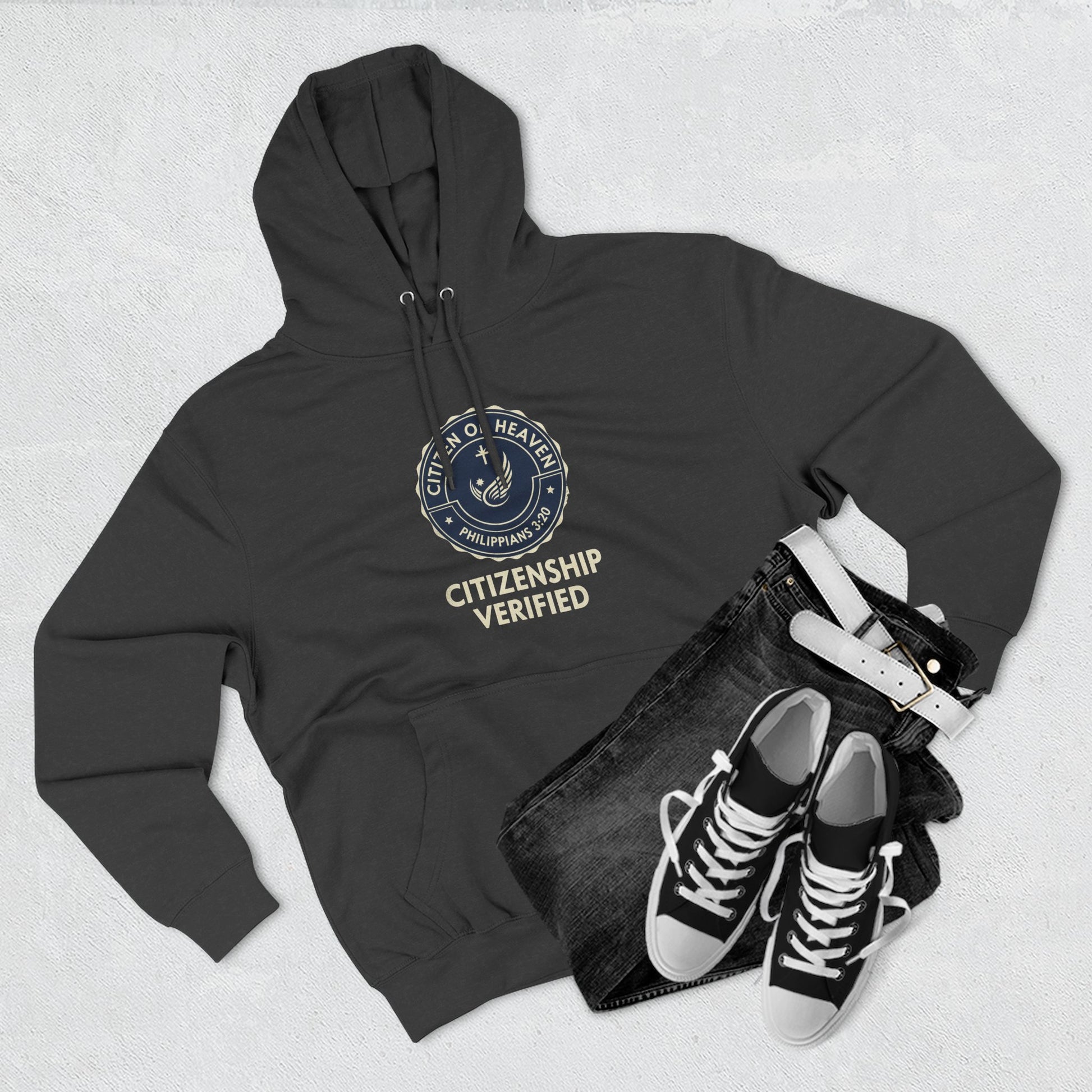 Citizenship Verified Fleece Hoodie, Cozy Sweatshirt for All Ages, Great Gift for Holidays, Casual Wear, Unique Statement Piece - ClaimedbyGodDesigns