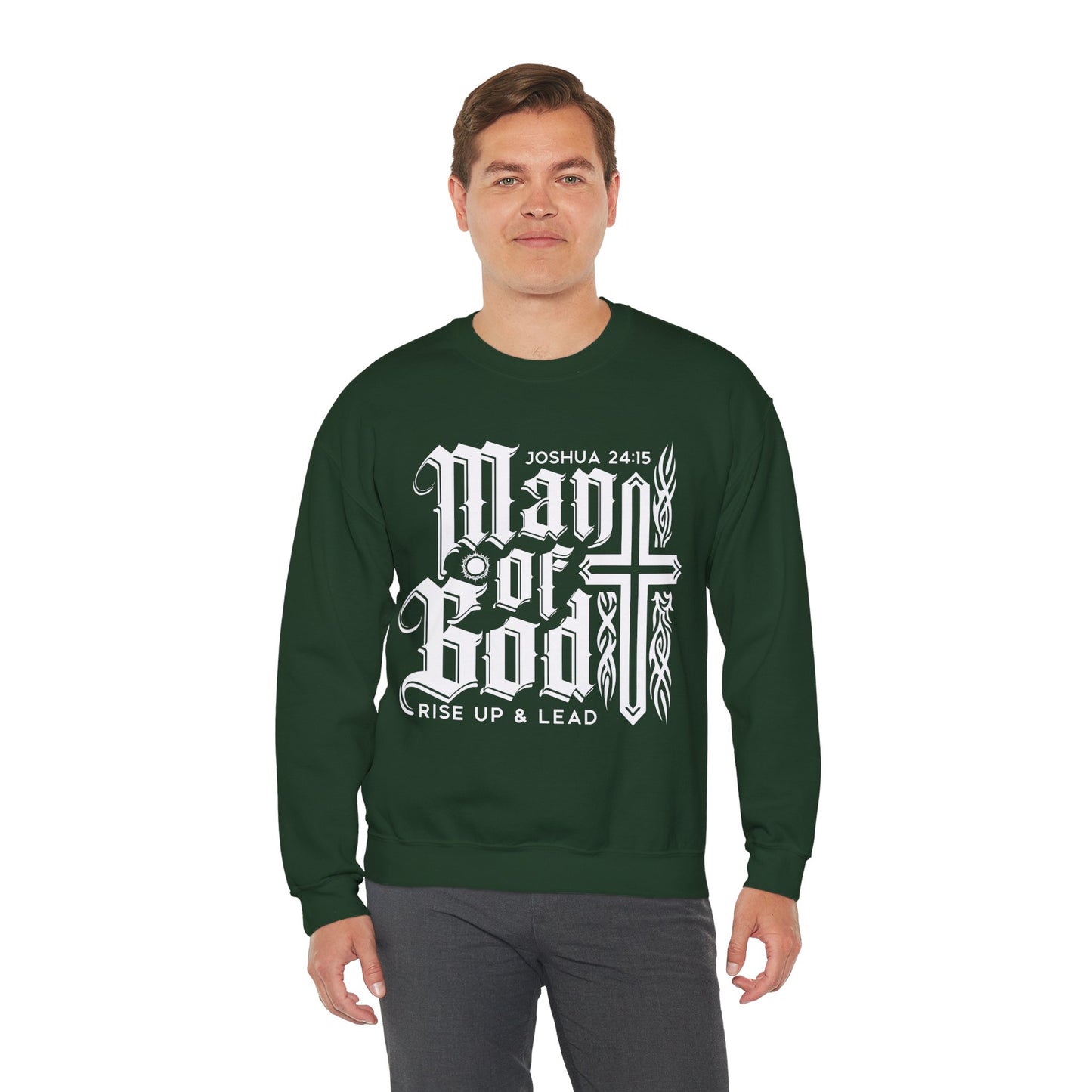 Man Of God Rise Up and Lead Men's Heavy Blend™ Crewneck Christian Sweatshirt