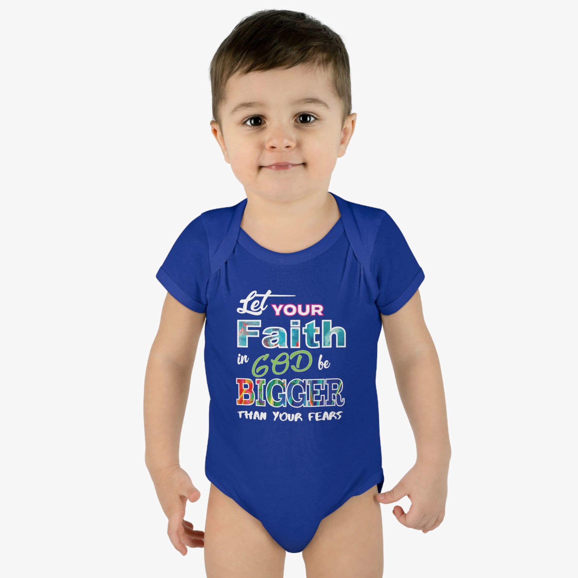 Let Your Faith In God Be Bigger Than Your Fears Christian Baby Onesie Printify