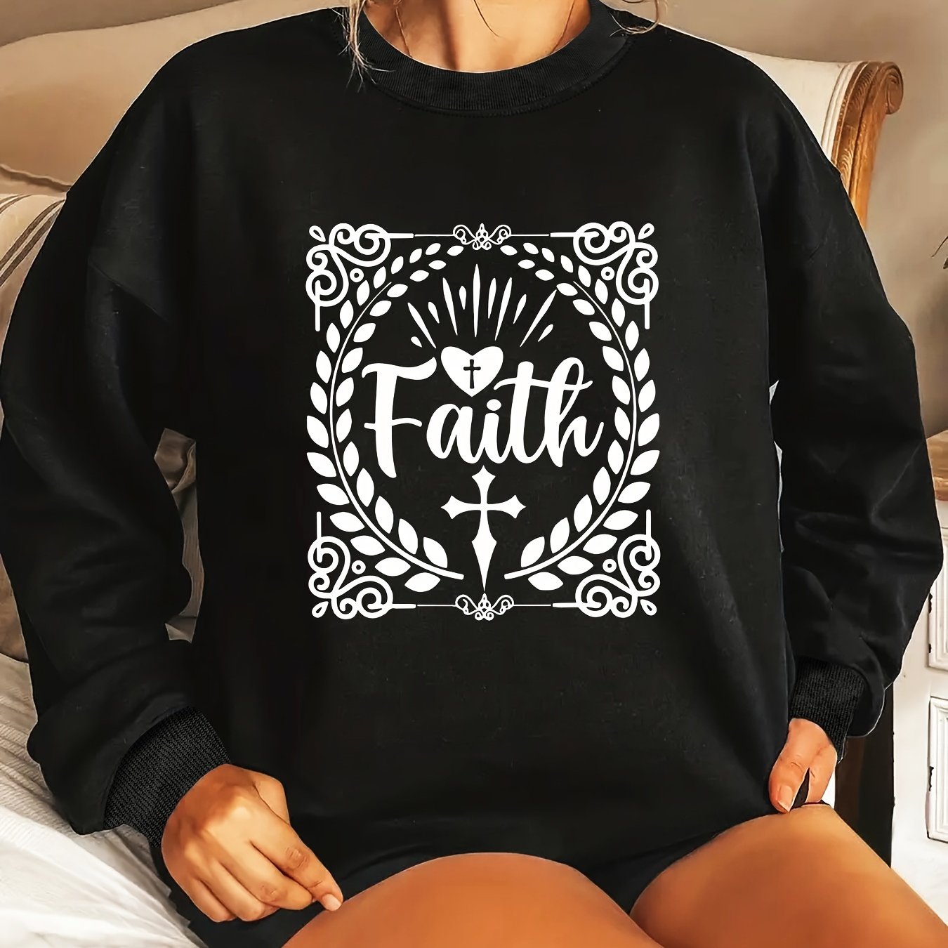 Faith Plus Size Women's Christian Pullover Sweatshirt claimedbygoddesigns