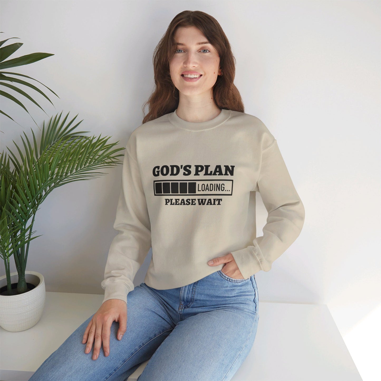 God's Plan Loading Unisex Heavy Blend™ Crewneck Christian Sweatshirt