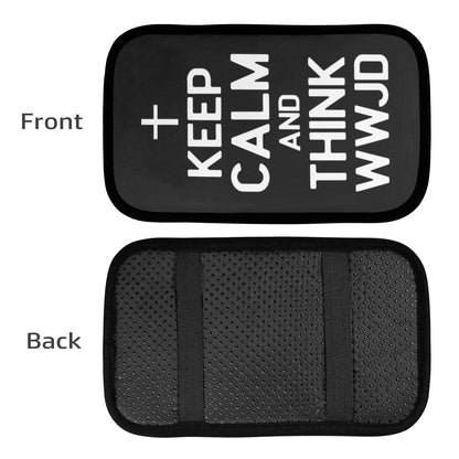 Keep Calm And Think WWJD Funny Christian Car Armrest Cover - ClaimedbyGodDesigns