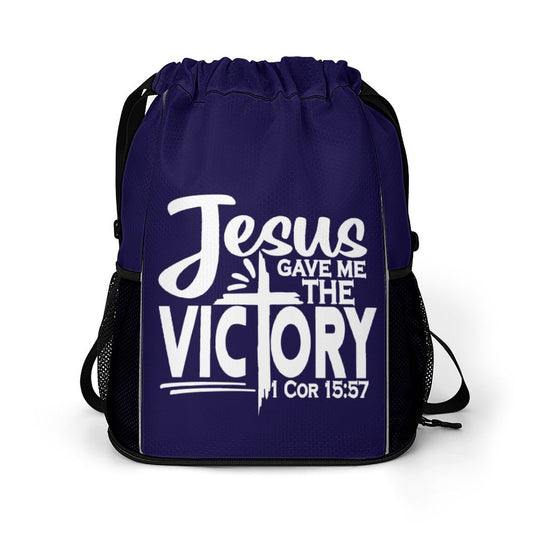 Jesus Gave Me The Victory Christian Waffle Cloth Drawstring Bag