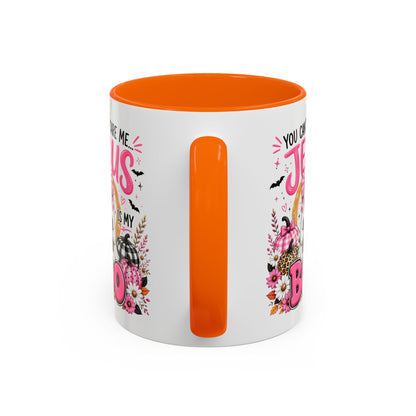 You Can’t Scare Me Jesus Is My Boo Coffee Mug — Halloween Christian Accent Mug