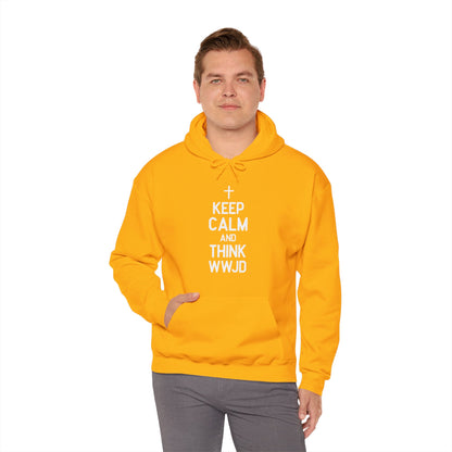 Keep Calm And Think What Would He Do (wwjd)Unisex Christian Hooded Pullover Sweatshirt