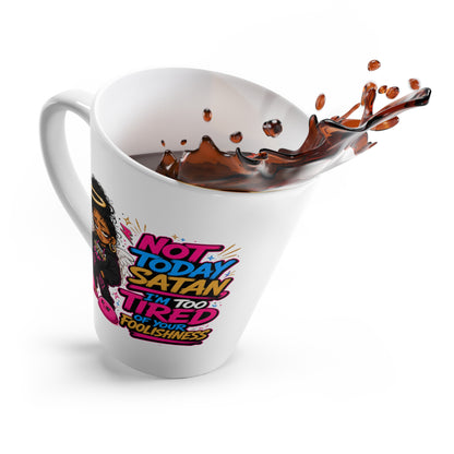 Latte Mug — "Not Today Satan" Coffee Mug with Sassy Afro Angel Design