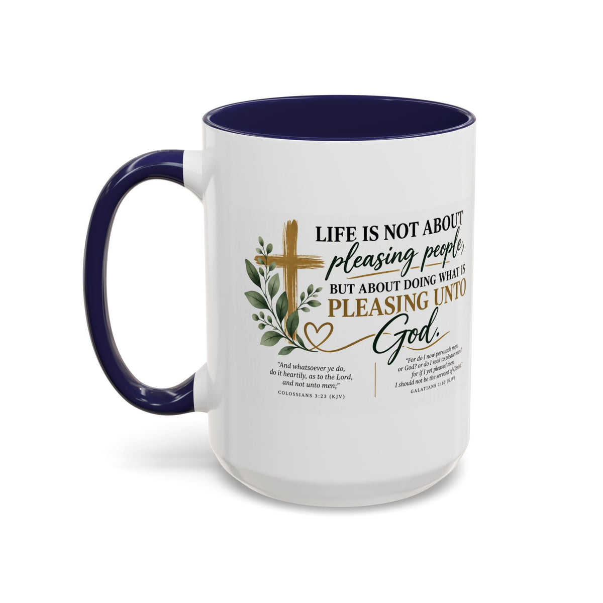 Christian Coffee Mug – "Pleasing Unto God" Inspirational Accent Mug (11/15oz)