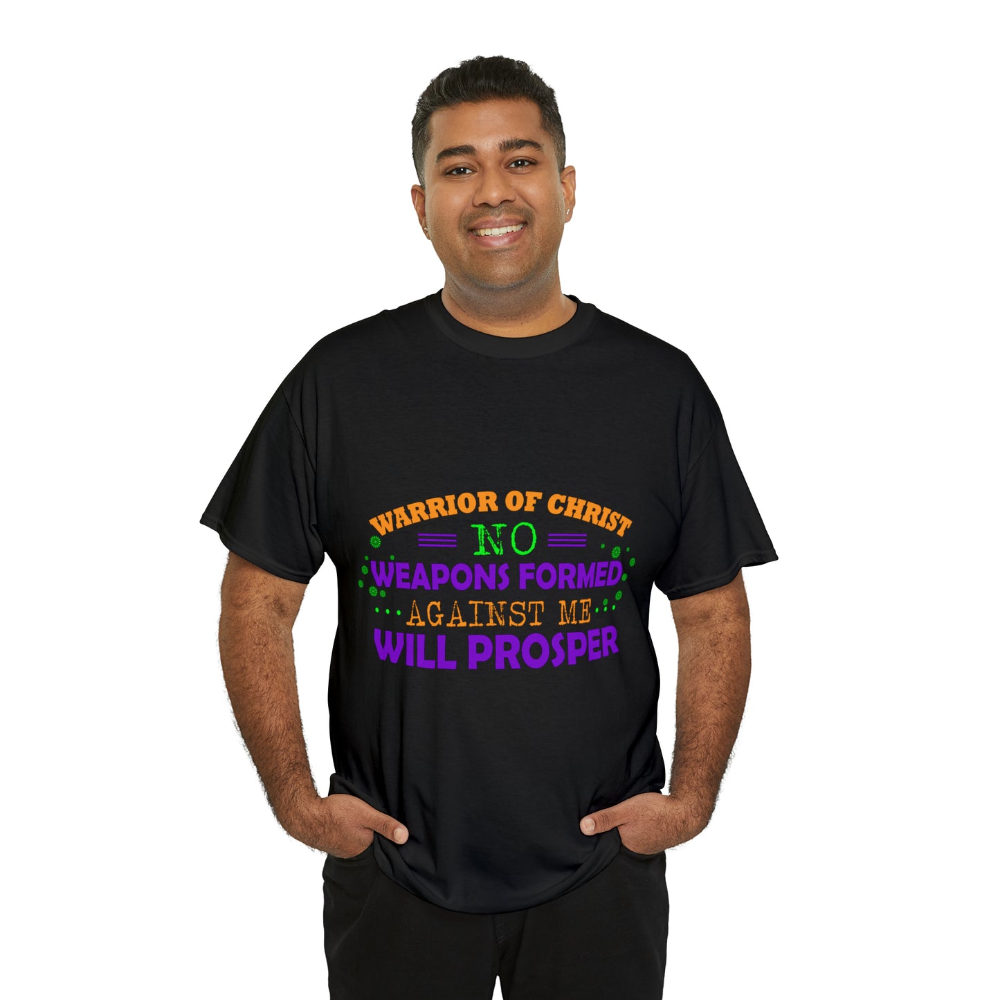 Warrior Of Christ No Weapons Formed Against Me Will Prosper Unisex Heavy Cotton Tee