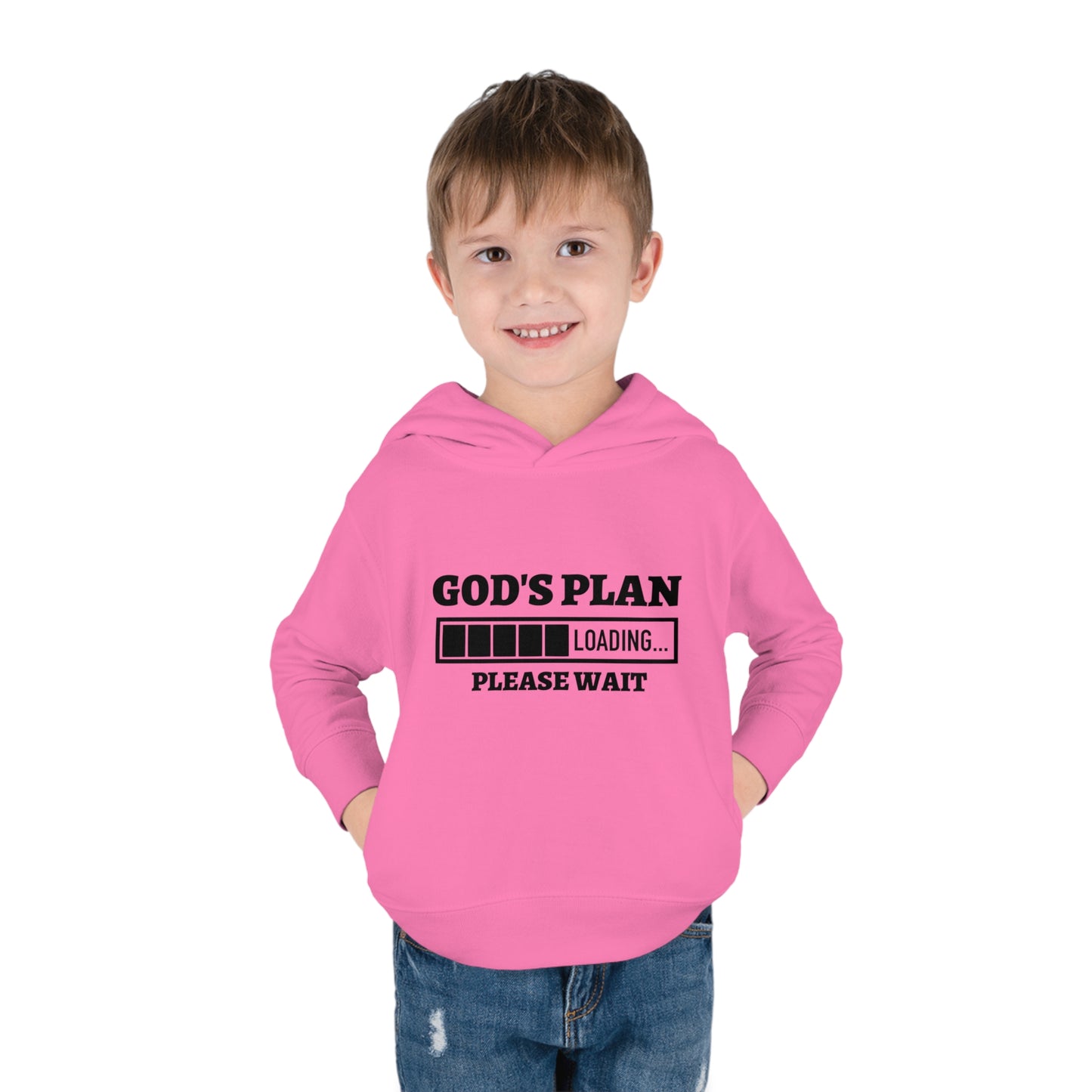 God's Plan Loading Please Wait Toddler Pullover Fleece Hooded Sweatshirt