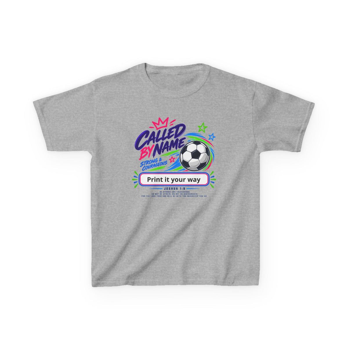 Youth soccer t-shirt, Called By Name Christian graphic tee