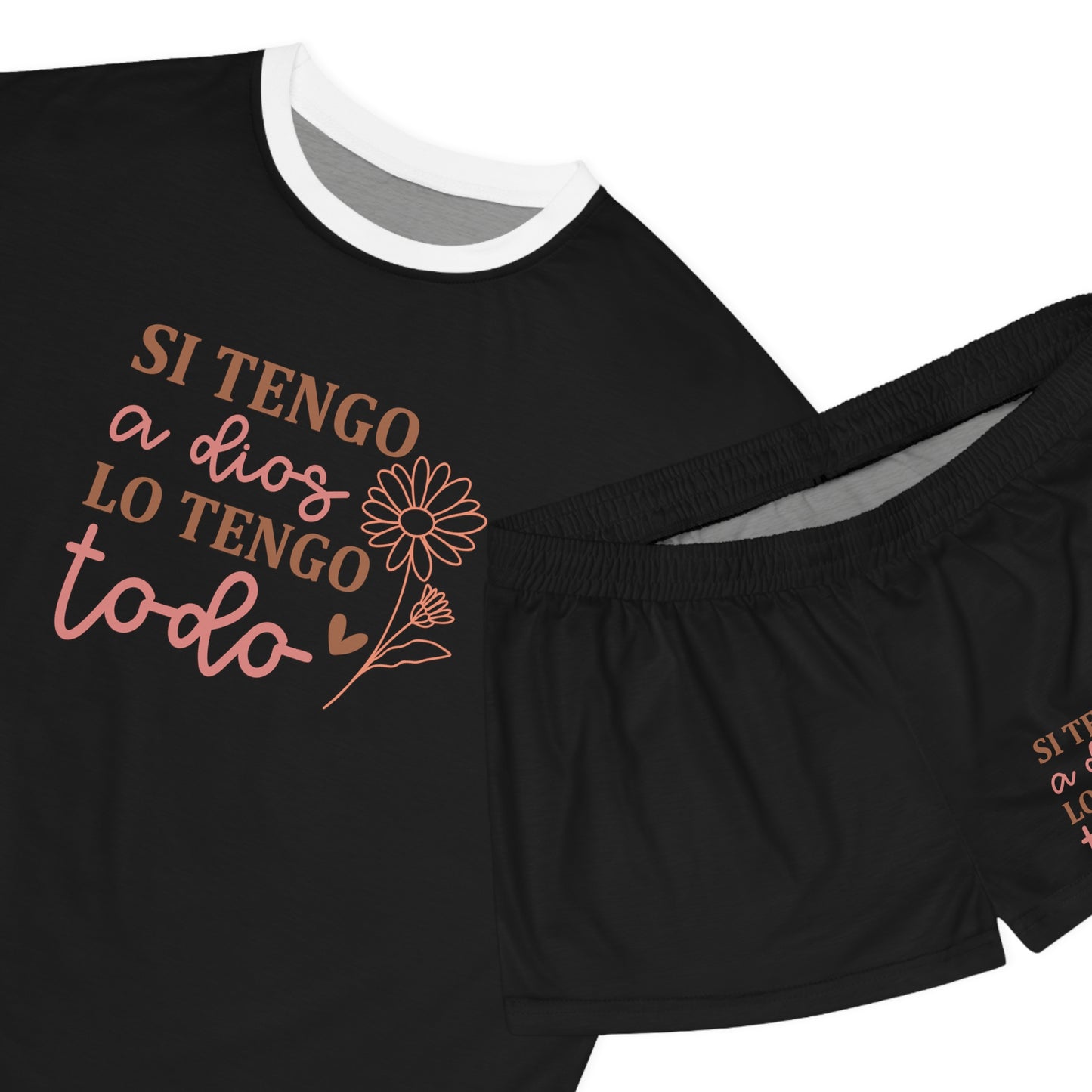 SI TENGO A DIOS LO TENGO TODO CHRISTIAN SPANISH WOMEN'S SHORT PAJAMAS SET Printify