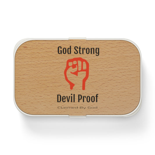 God Strong Devil Proof Christian Bento Lunch Box Printify
