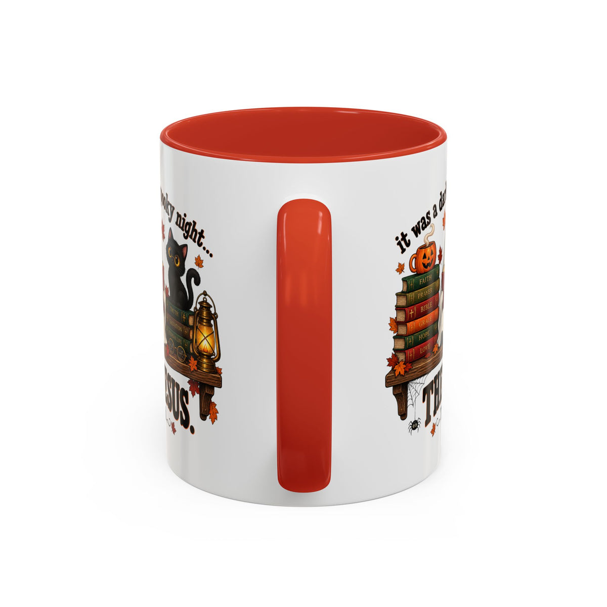 Halloween Christian Coffee Mug — “It Was a Dark and Spooky Night… Then Jesus” Accent Mug