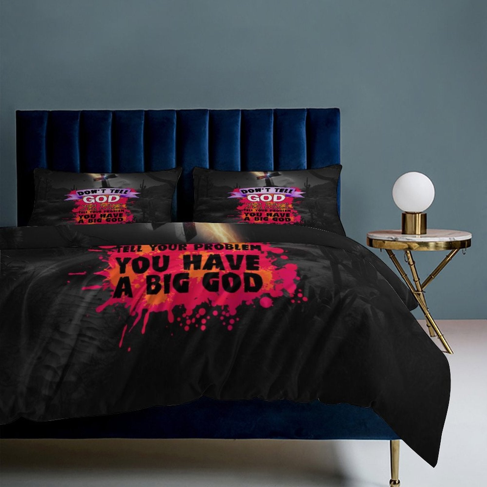Tell Your Problem You Have A Big God 3-Piece Christian Comforter Bedding Set-86"×70"/ 218×177cm SALE-Personal Design