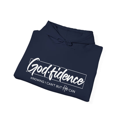 Christian Hooded Sweatshirt -Confidence In Him Knowing I Can't But He Can