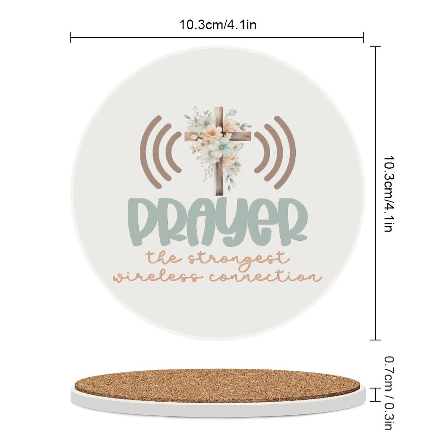Prayer Christian Round Ceramic Coaster - ClaimedbyGodDesigns