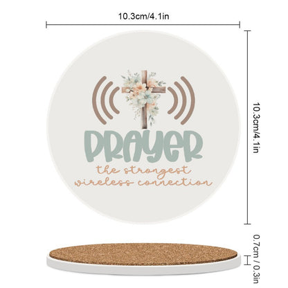 Prayer Christian Round Ceramic Coaster - ClaimedbyGodDesigns