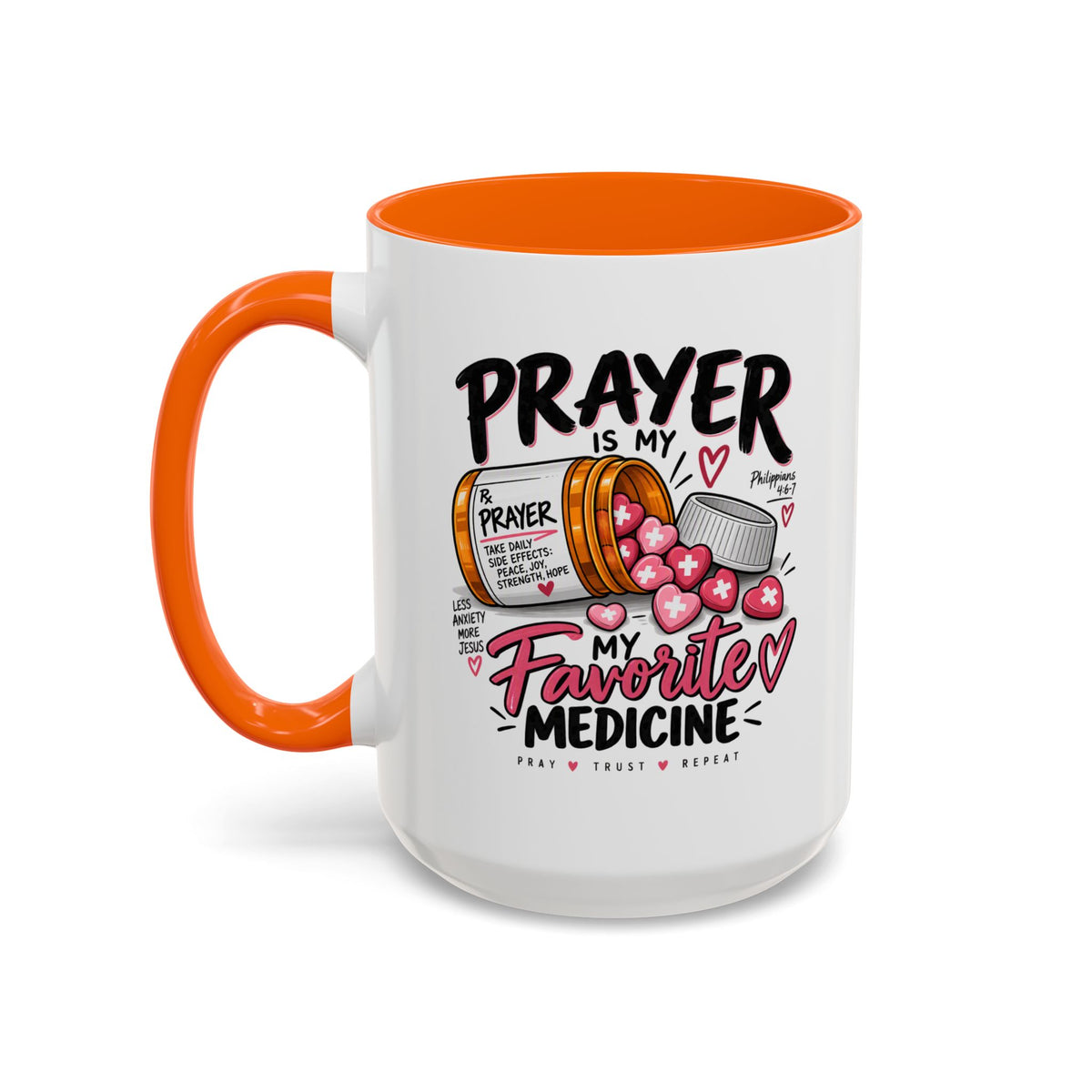 Prayer Is My Favorite Medicine Accent Coffee Mug – Inspirational Religious Gift